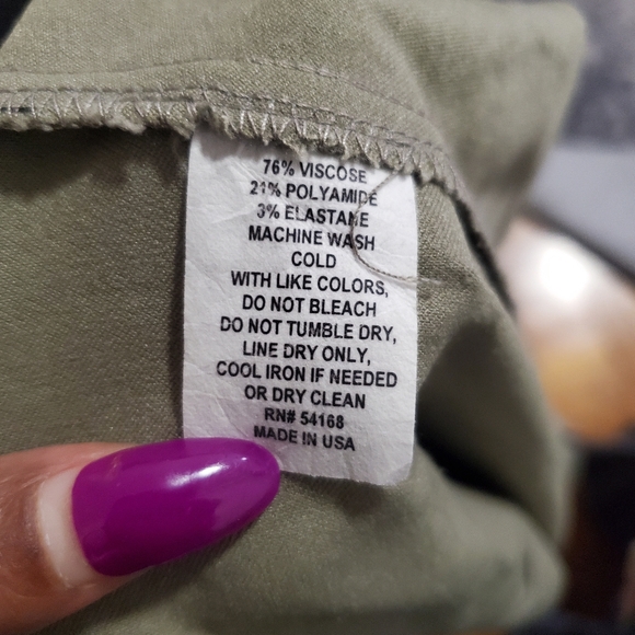 Elliot Lauren Olive Green Career stretch ANKLE Trousers Pants Size 10 - Picture 3 of 3